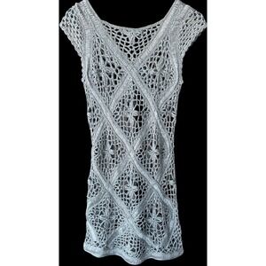 Lumiere Vintage Y2K Open Knit Crochet Mini Dress Womens L Fairy Grunge Festival